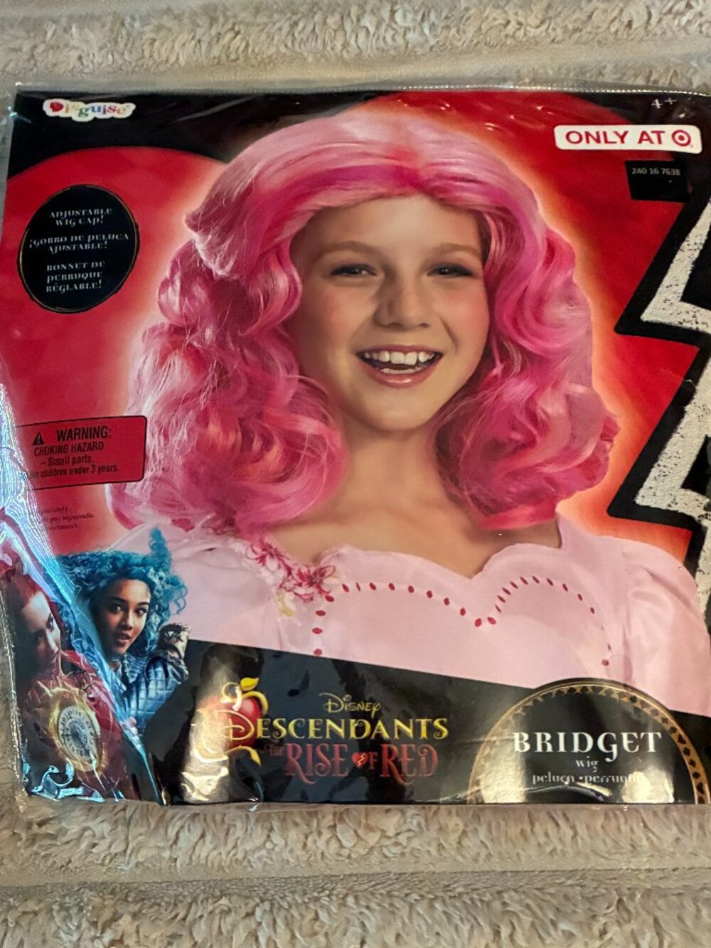 DISNEY DESCENDANTS RISE OF RED ADJUSTABLE BRIDGET WIG-DISGUISE-ONE SIZE-NWT!